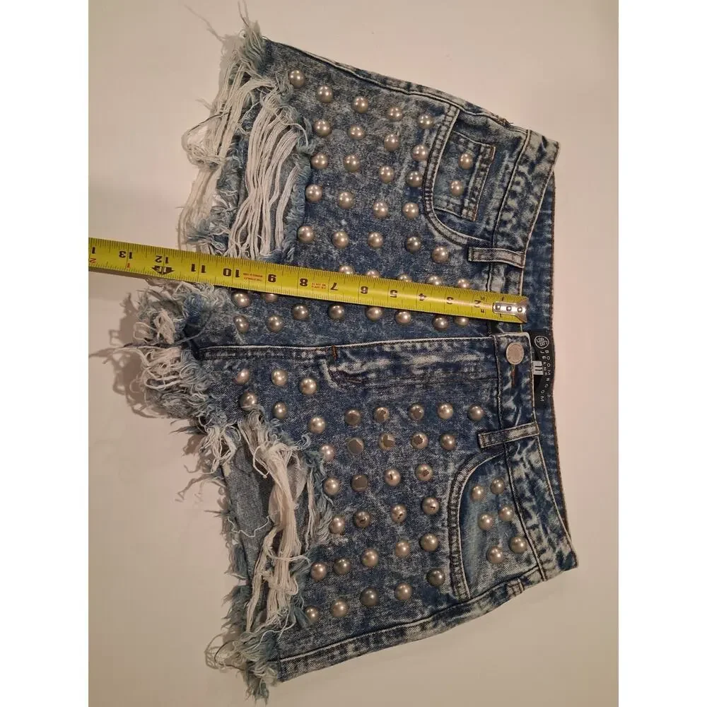 Boom Boom Jeans Studded Denim Shorts Size 11 Junior Acid Wash 100% Cotton...